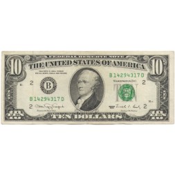 США 10 долларов 1990 год - B - VF