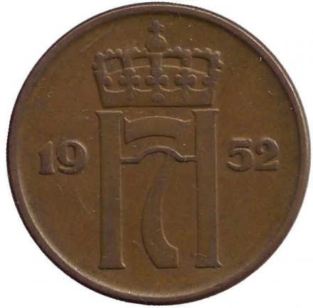 Норвегия 5 эре 1952 год - Король Хокон VI (новый тип)