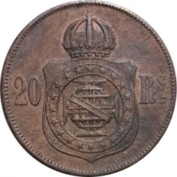 Бразилия 20 рейс 1869 год (точка после "Rs.")