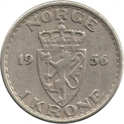 Норвегия 1 крона 1956 год - Король Хокон VII