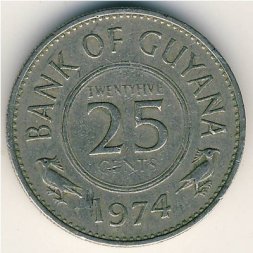 Гайана 25 центов 1974 год
