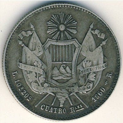 Гватемала 4 реала 1860 год