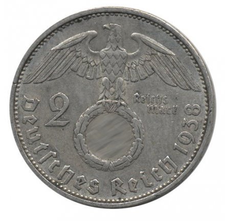 Третий Рейх 2 рейхсмарки 1938 год (A)