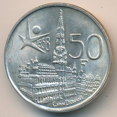 Бельгия 50 франков 1958 год