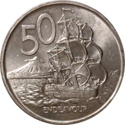 Новая Зеландия 50 центов 1976 год - Парусник «ENDEAVOUR» (BU)