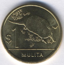 Монета Уругвай 1 песо 2012 год - Броненосец