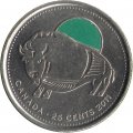 Канада 25 центов 2011 год - Бизон (цветная)