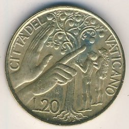 Ватикан 20 лир 1988 год