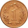 Зимбабве 1 цент 1997 год - Птица Хунгве. Листья огненной лилии