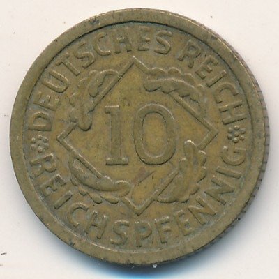 Веймарская республика 10 рейхспфеннигов 1929 год (G)