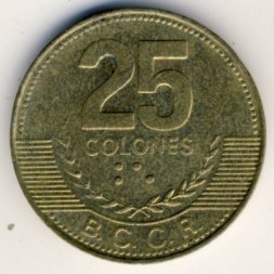 Монета Коста-Рика 25 колон 2005 год