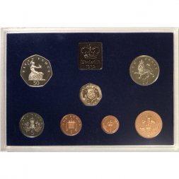 Набор из 7 монет и жетона Великобритания 1982 год (в конверте, жесткий) proof