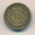 Веймарская республика 10 рентенпфеннигов 1924 год (D)