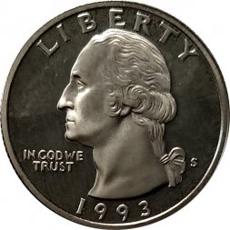 США 25 центов (1/4 доллара) 1993 год - Джордж Вашингтон (S)