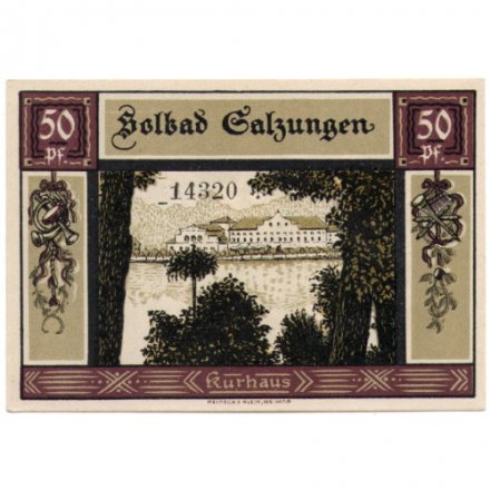Германия (Нотгельд) 50 пфеннигов 1921 год Бад Зальцунген (Bad Salzungen) - UNC