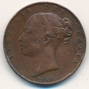 Великобритания 1 фартинг 1845 год