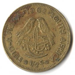 ЮАР 1/2 цента 1962 год