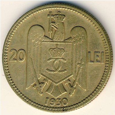 Румыния 20 леев 1930 год - Портрет Кароля II (без отметки МД)