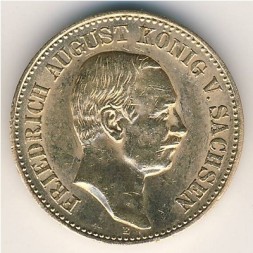 Монета Саксония 20 марок 1905 год