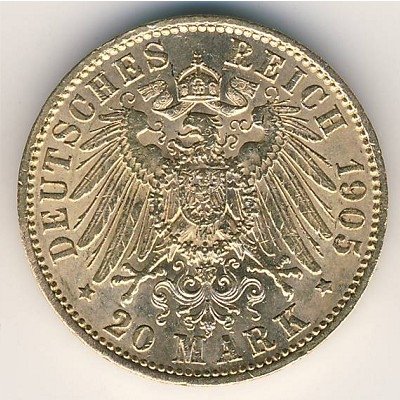 Саксония 20 марок 1905 год