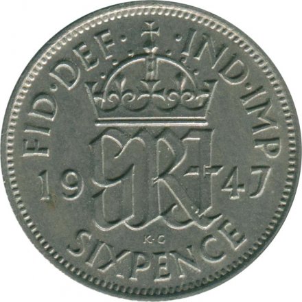 Великобритания 6 пенсов 1947 год - Король Георг VI
