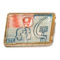 Значок 50 лет ВЛКСМ 1968. Юность боевая (синий фон). Переливной