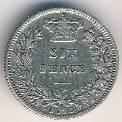 Великобритания 6 пенсов 1875 год