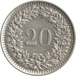 Швейцария 20 раппенов 1962 год