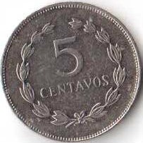 Монета Сальвадор 5 сентаво 1991 год