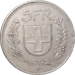 Швейцария 5 франков 1992 год