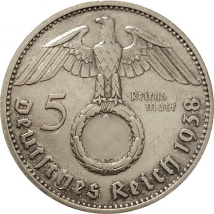Третий Рейх 5 рейхсмарок 1938 год (E)