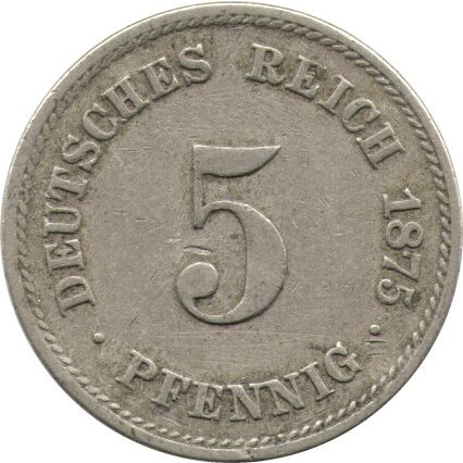 Германия 5 пфеннигов 1875 год (A)