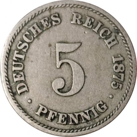 Германия 5 пфеннигов 1875 год (A)