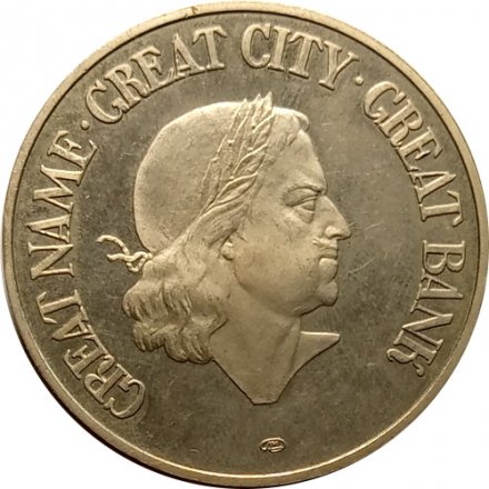 Медаль АО &quot;Банк &quot;Санкт-Петербург&quot; основан в 1990 году. GREAT NAME GREAT CITY GREAT BANK. ЛМД