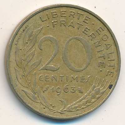 Франция 20 сантимов 1963 год - Марианна