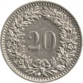 Швейцария 20 раппенов 1980 год