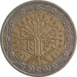 Монета Франция 2 евро 2000 год