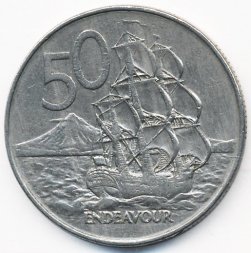 Новая Зеландия 50 центов 1978 год - Парусник «ENDEAVOUR»