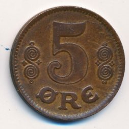 Дания 5 эре 1921 год
