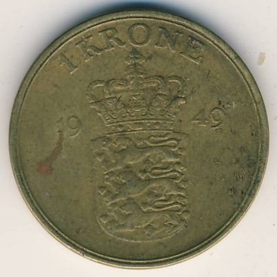 Дания 1 крона 1949 год