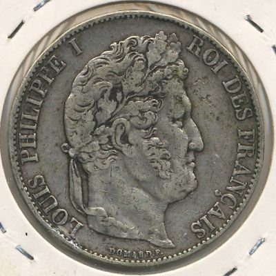 Франция 5 франков 1845 год