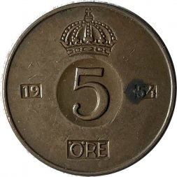Швеция 5 эре 1954 год