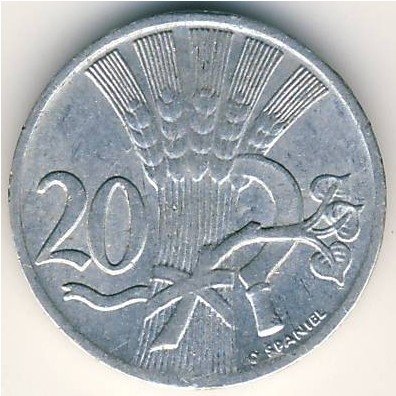 Чехословакия 20 геллеров 1951 год