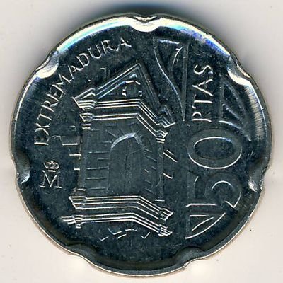 Испания 50 песет 1993 год - Эстремадура. Королевский монастырь