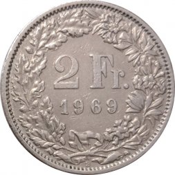 Швейцария 2 франка 1969 год