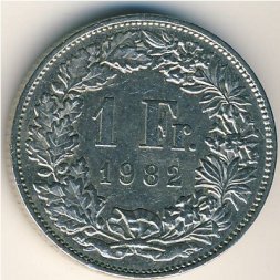 Швейцария 1 франк 1982 год