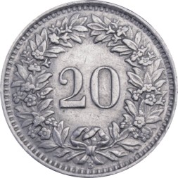 Швейцария 20 раппенов 1947 год
