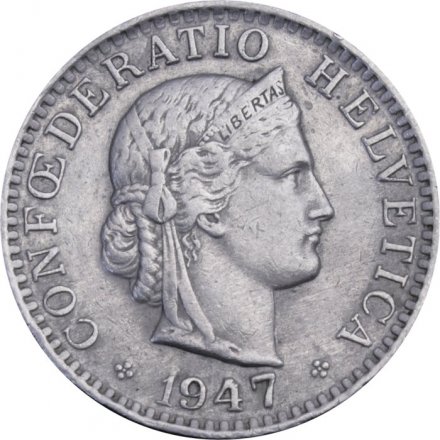 Швейцария 20 раппенов 1947 год