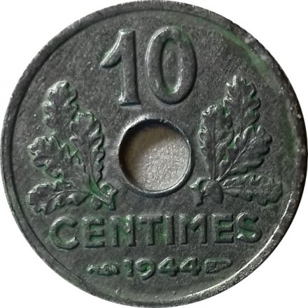 Франция 10 сантимов 1944 год