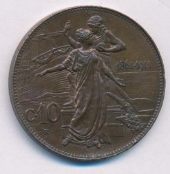 Италия 10 чентезимо 1911 год